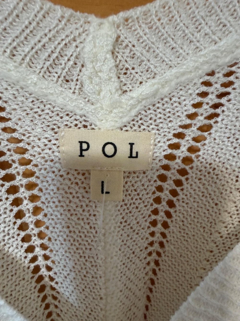 POL Cream Open-Knit V-Neck Sweater with Pastel Stars - Picture 2 of 16